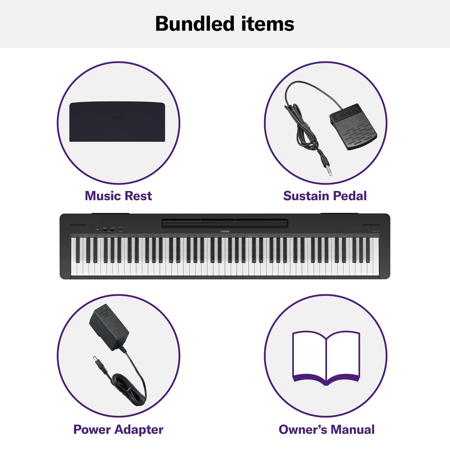 Piano Digital Yamaha P525 con 88 teclas ponderadas de madera, negro (P525B)