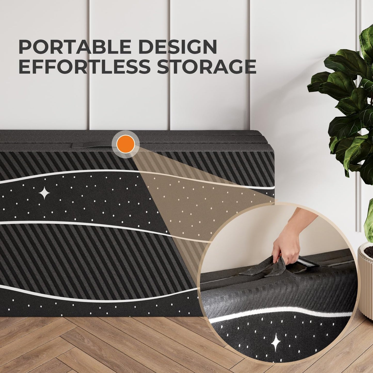 Colchón Plegable - Colchón Tri-Fold de 4 pulgadas Twin XL con Funda Transpirable y Lavable | Cama para Huéspedes Plegable para Camping/Viajes | Diseño Estrellado