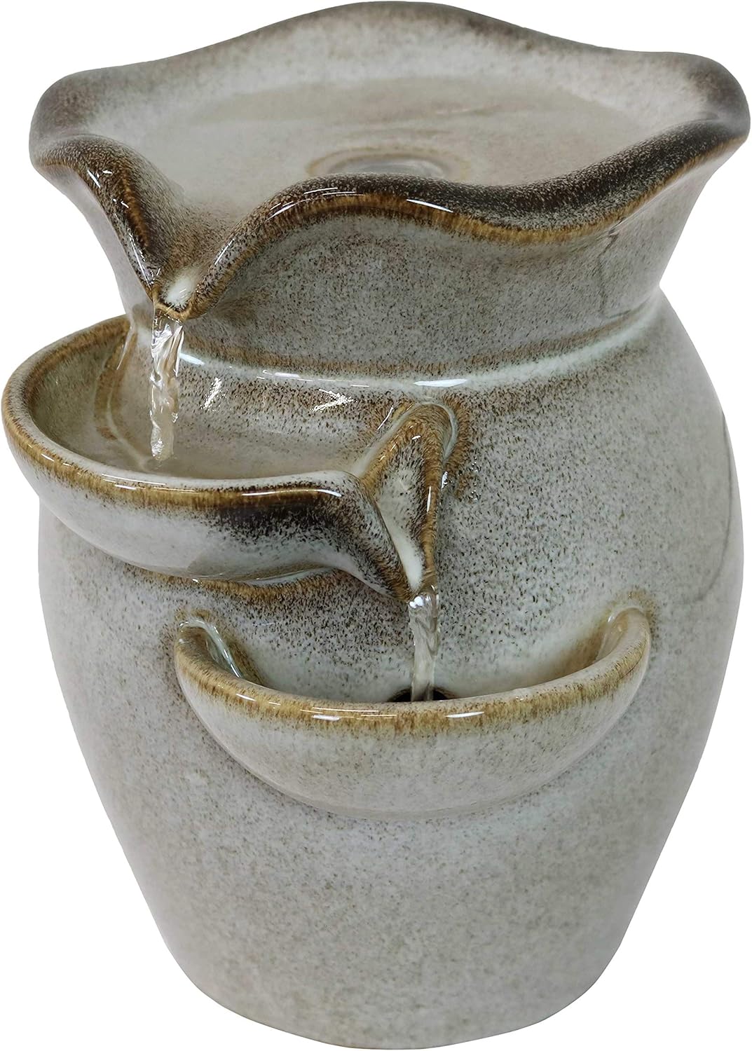 Fuente de Mesa Interior de Cerámica de 8 Pulgadas con Niveles Laterales en Cascada