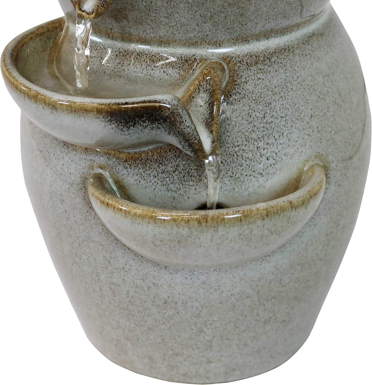 Fuente de Mesa Interior de Cerámica de 8 Pulgadas con Niveles Laterales en Cascada