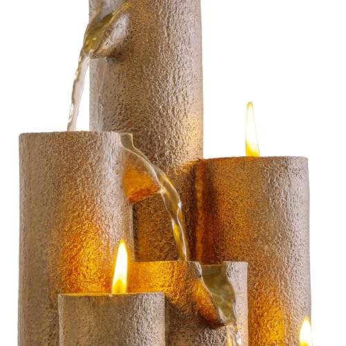 Tabletop Tiered Water Fountain Featuring 3 Candles