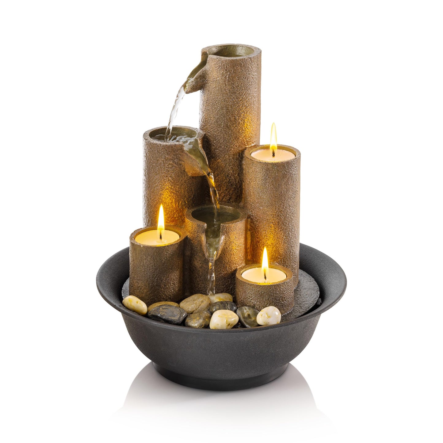 Tabletop Tiered Water Fountain Featuring 3 Candles