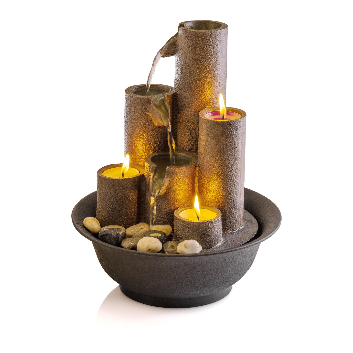 Tabletop Tiered Water Fountain Featuring 3 Candles